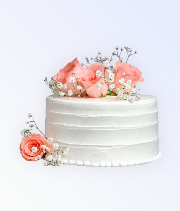 Pink And White Blooms Cake