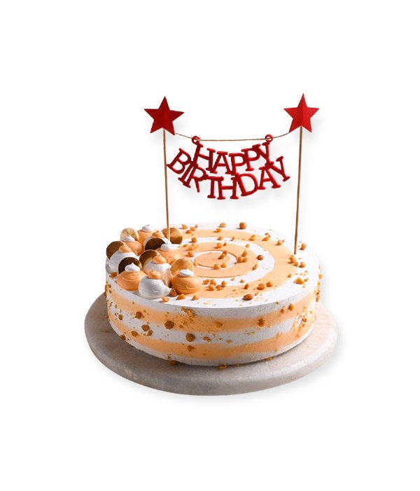 Butterscotch Cake With Birthday Topper