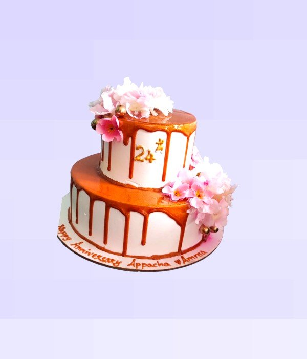 Butterscotch Two Tier Floral Cake