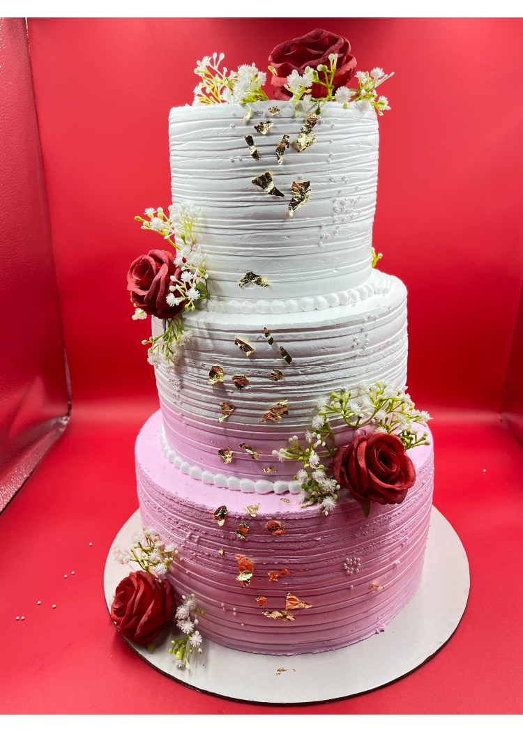 3 Tier Floral Theme Wedding Cake